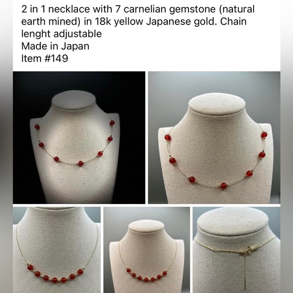 18K real gold necklace with 7 gemstones - Picture 1 of 1